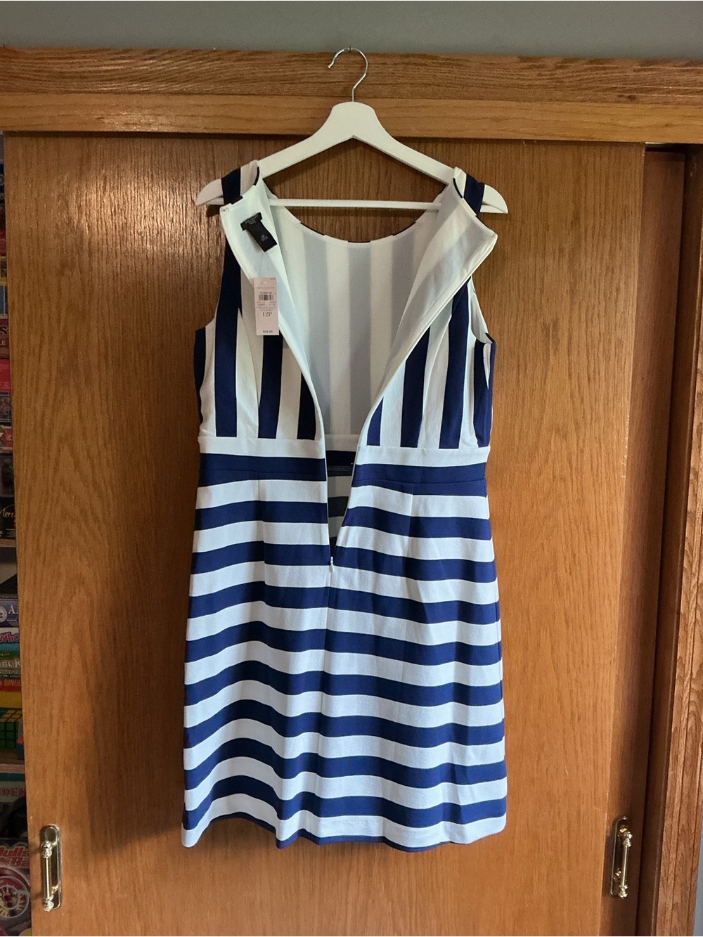 Ann Taylor Navy and White Striped Sleeveless Sheath Dress - Picture 4 of 8